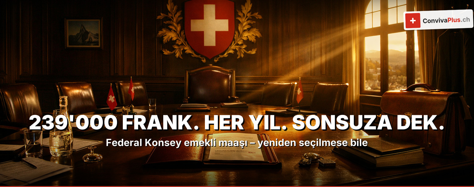 Bern'deki Federal Saray gün batımında İsviçre frankı banknotlarıyla – Federal Konsey maaşı yılda CHF 478'000
