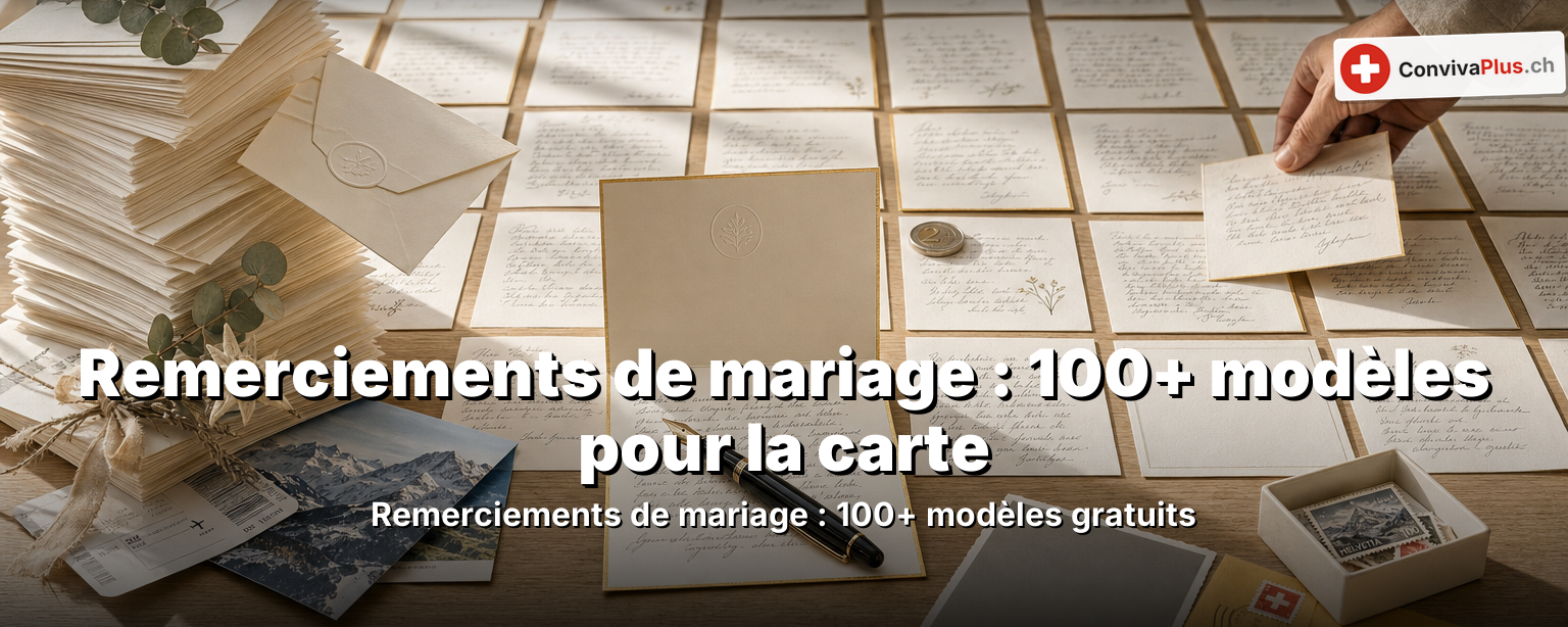 Carte de remerciement de mariage manuscrite près d'alliances et de fleurs sur une table en bois
