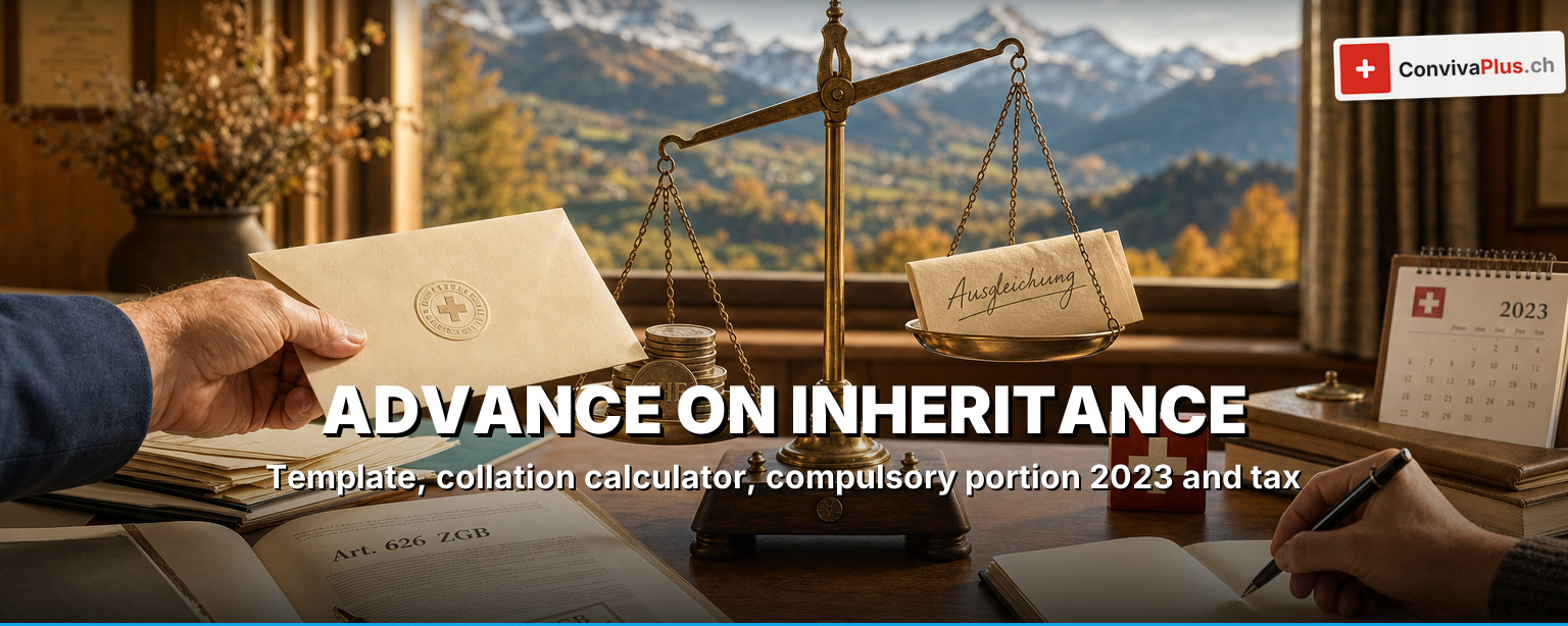 Advance on inheritance in Switzerland 2026: template, collation calculator & new succession law