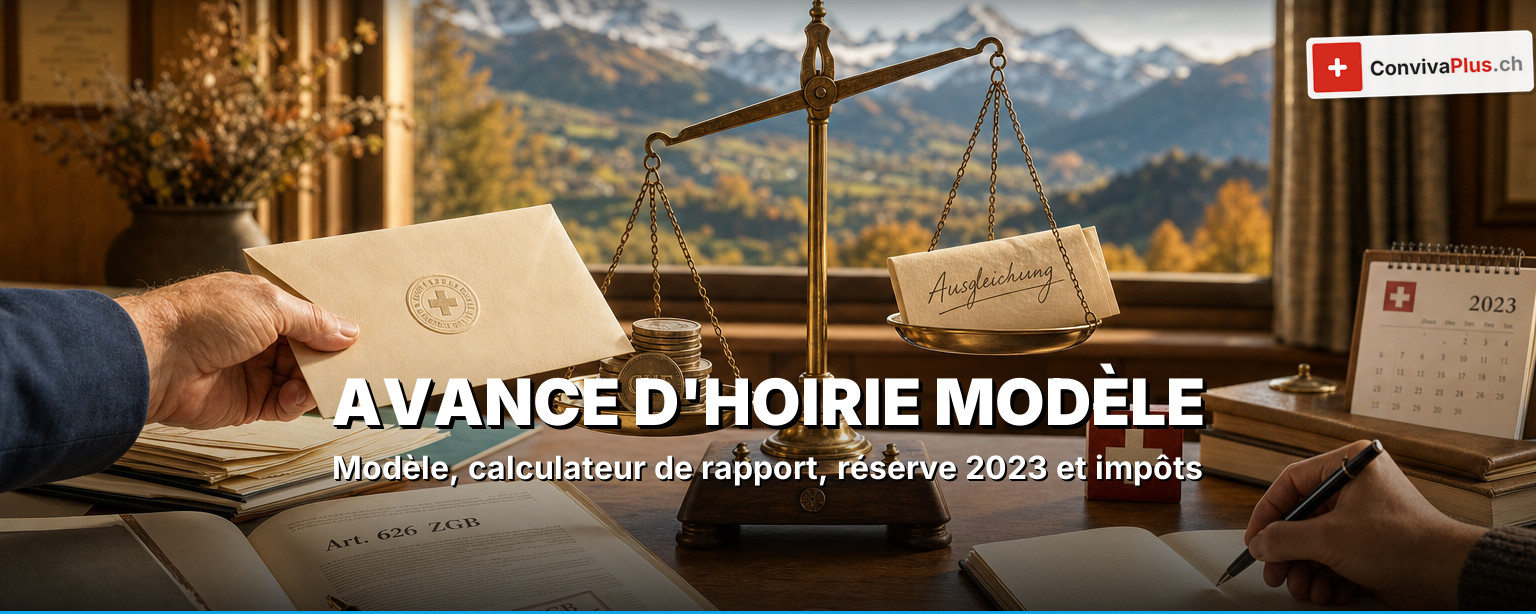 Avance d'hoirie en Suisse 2026 : modèle, calculateur de rapport et nouveau droit successoral