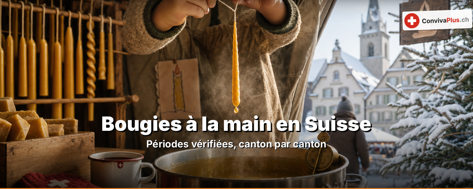 Bougies à la main en Suisse 2026 : 25 périodes vérifiées de A à Z — horaires, prix et le jour le plus dense de la saison