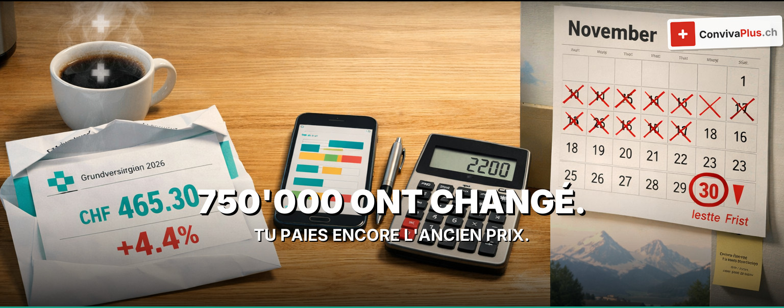 Changer de caisse maladie 2026 : primes en hausse de +4,4% – économisez jusqu'à CHF 2'200