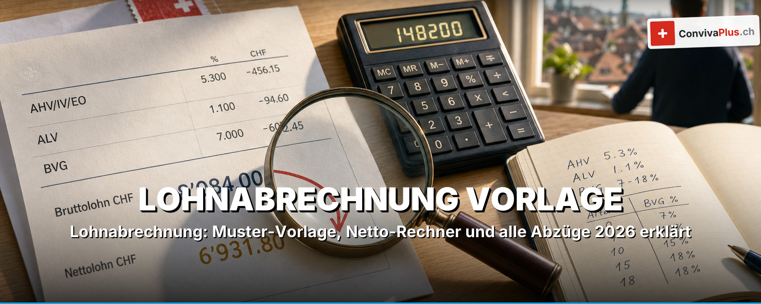Lohnabrechnung Schweiz: Muster-Vorlage, Netto-Rechner und alle Abzüge 2026 erklärt