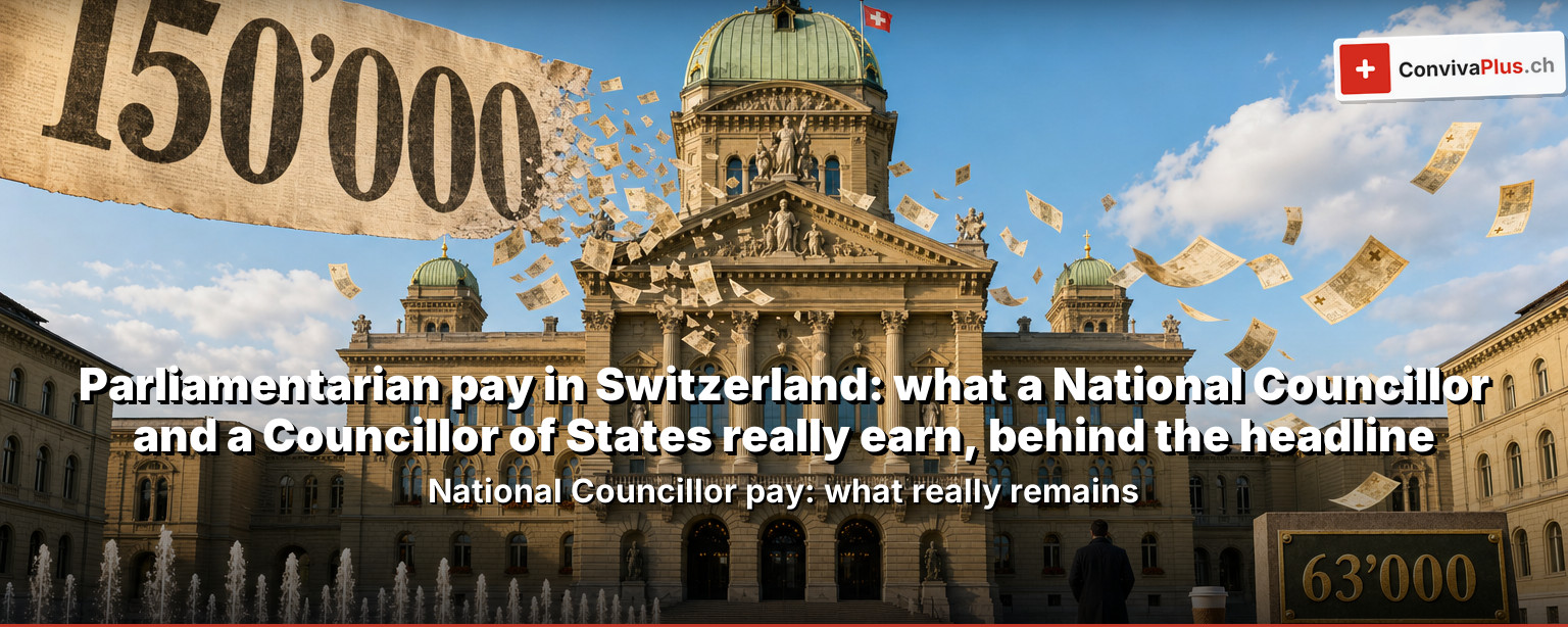 Parliamentarian pay in Switzerland: what a National Councillor and a Councillor of States really earn, behind the headline