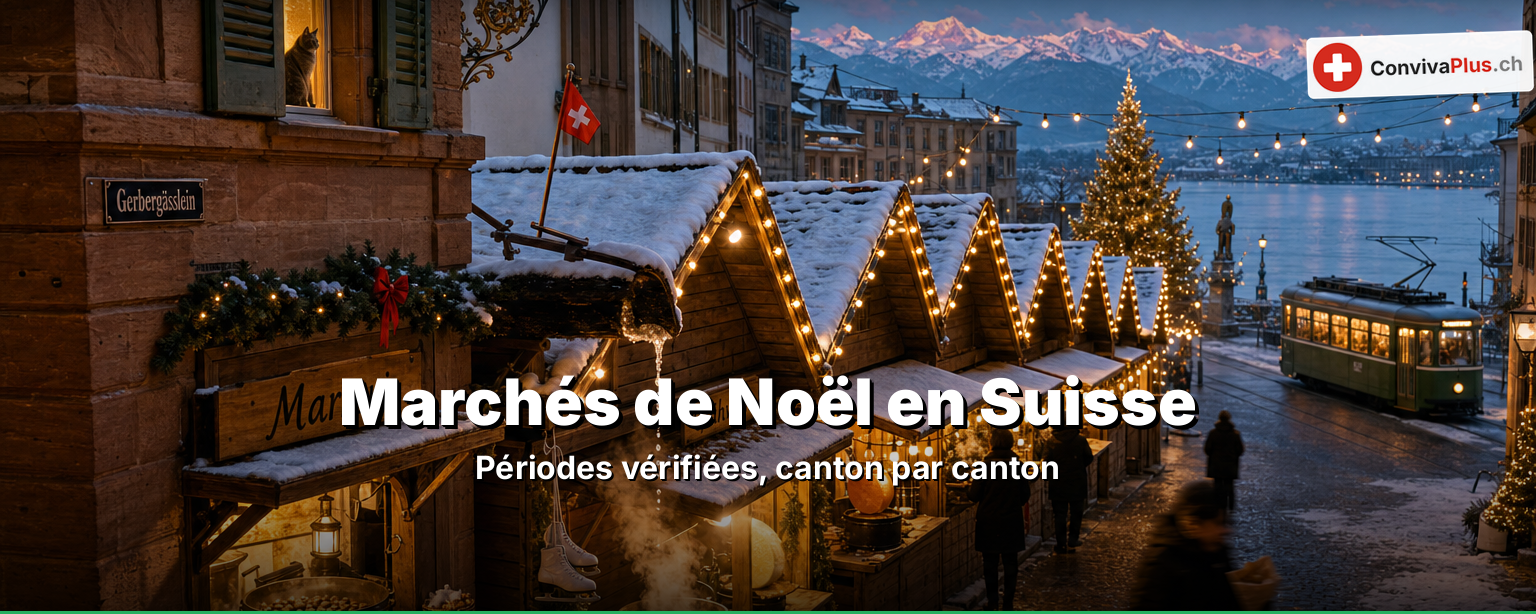 Marchés de Noël en Suisse 2026 : 23 périodes vérifiées — et le jour le plus dense de la saison