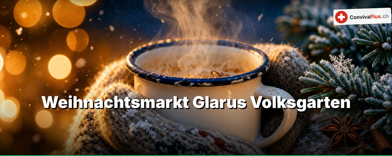 Weihnachtsmarkt Glarus: Der Güterschuppen ist der Grund, warum hier Regen kein Abbruchkriterium ist